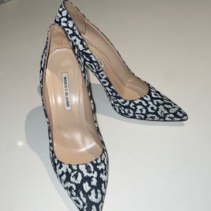 High Blahniks with striking blk/white pattern